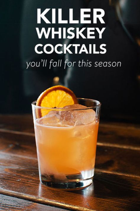 When you think of fall cocktails, you probably think whiskey. Get ready to mix out some killer drinks! Best Whiskey Cocktails, Whiskey Drinks Recipes, Whiskey Sour Recipe, Whisky Cocktail, Whisky Cocktails, Whiskey Cocktail, Bourbon Drinks, Good Whiskey, Bourbon Cocktails