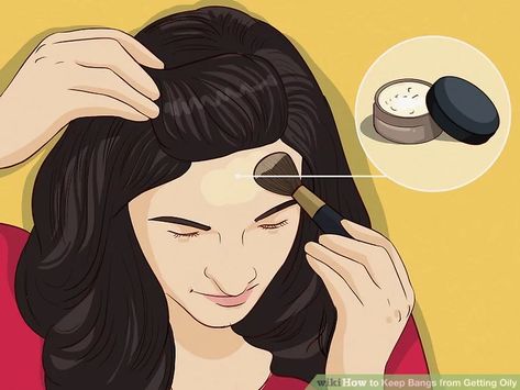 12 Ways to Keep Bangs from Getting Oily - wikiHow How To Fix Messed Up Bangs, How To Maintain Bangs, How To Take Care Of Bangs, How To Make Bangs Stay In Place, How To Keep Bangs In Place, Bangs Thinner Hair, How To Fix Bangs, Oily Bangs, Should I Get Bangs