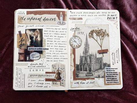 Book Review Journal, Book Reading Journal, Music Journal, Infernal Devices, Bullet Journal Notebook, The Infernal Devices, Journal Aesthetic, Bullet Journal Stickers, Creative Journal