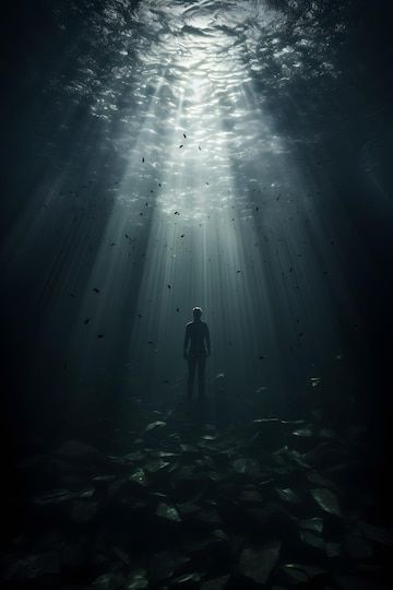 Premium Photo | Underwater Mystery in the Ocean Depths Deep Sea Aesthetic, Creepy Ocean, Water Explosion, Scary Ocean, Underwater Photoshoot, Sea Texture, Ocean Texture, Suge Knight, Ocean At Night