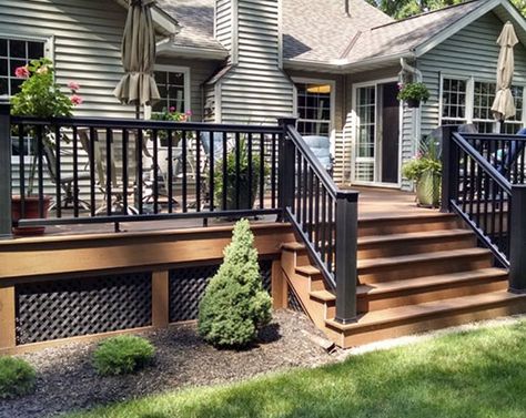 35 Unique Deck Railing Ideas | Sebring Design Build Unique Deck Railing, Unique Deck Railing Ideas, Patio Plan, Wood Deck Railing, Backyard Decks, Deck Railing Ideas, Deck Skirting, Deck Remodel, Asma Kat