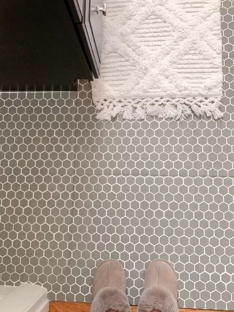 15 Best Painted Floor Tile Makeover Ideas | Hometalk Penny Tile Stencil Floor, Tile Stencil Bathroom, Diy Bathroom Floor, Painted Tile Floor, Ugly Bathroom, Diy Painted Floors, Floor Stencils, Accent Wall Stencil, Kayaking Tips