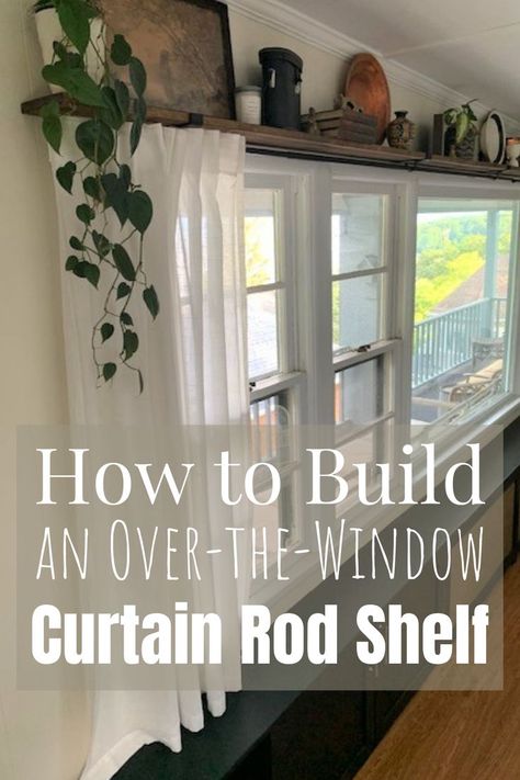 Curtain Rod Shelf, Living Room Window Decor, Casa Country, Living Room Windows, Diy Home Improvement, New Wall, Curtain Rod, My New Room, Window Curtain