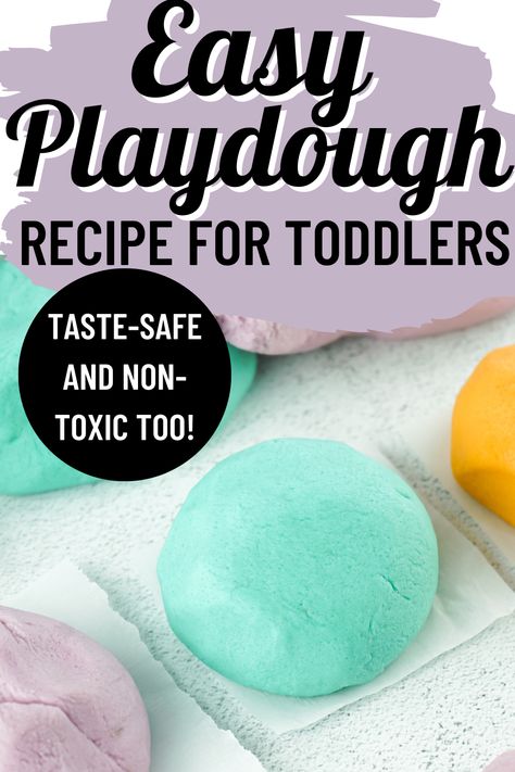 Looking for a fun and safe sensory play activity for your little ones? Check out our recipe for taste-safe play dough! Made with simple ingredients you probably already have in your kitchen, this dough is perfect for toddlers who like to explore with their mouths. Plus, it's super easy to make and can be customized with different colors and scents. Whether your child likes to squish, roll, or mold, this play dough will provide hours of entertainment while also promoting their sensory development Taste Safe Play Dough, Baby Play Dough, Cognitive Activities For Toddlers, Sensory Diy, Play Dough Recipes, Easy Playdough, Edible Play Dough Recipe, Easy Play Dough, Easy Playdough Recipe