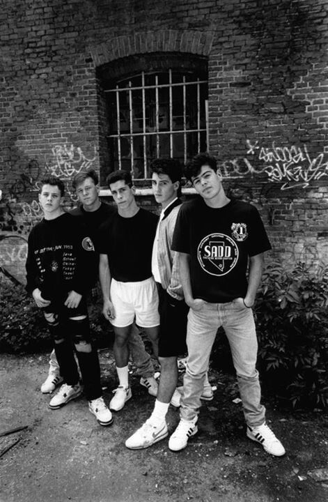 Old school hard-asses! Side note: I always love when they wear old-school Adidas. :) Donnie And Mark Wahlberg, 80s Fashion Kids, Nkotb Shirt, Jonathan Knight, Joey Mcintyre, Donnie Wahlberg, Jordan Knight, Mickey Mouse Club, The Right Stuff