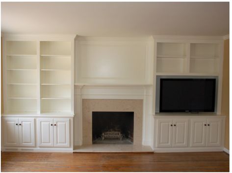 White Painted Fireplace, Bookshelves Around Fireplace, Fireplace Bookcase, Built In Wall Units, Built In Bookshelves, Built In Around Fireplace, Fireplace Bookshelves, Built In Shelves Living Room, Living Room Built Ins