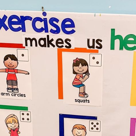 Exercise Unit For Preschool, Exercise Theme Preschool Activities, Creative Curriculum Exercise Study, Preschool Gym, Jamie White, Body Preschool, Wellness Board, Healthy Bodies, Nutrition Activities