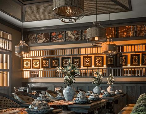 INDOCHINE INTERIOR "Vinhomes Riverside" :: Behance Singapore Colonial Style Interior, Anime Interior Design, Indochine Interior Vietnam, Singapore Colonial Style, Asian Restaurant Interior Design, Thai Interior Design, Indochina Interior, Vietnam Restaurant, Colonial Style Interior