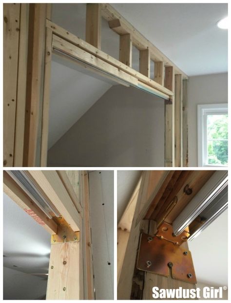 How To Build A Pocket Door Frame, Door Frame Decoration Ideas, How To Install A Pocket Door, Pocket Door Installation, Pocket Door Frame, Girl Bathroom, Sawdust Girl, Pocket Door, Diy Home Repair