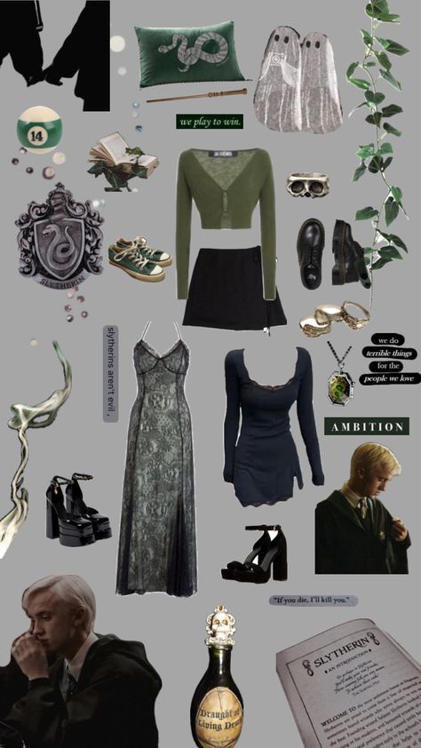 #slytherin Slytherin Outfit Casual, Cute Slytherin Outfits, Slytherin Aesthetic Fashion, Slytherin Aesthetic Outfit, Slytherin Outfit Ideas, Slytherin Inspired Outfits, Slytherin Clothes, Slytherin Outfit, Slytherin Fashion