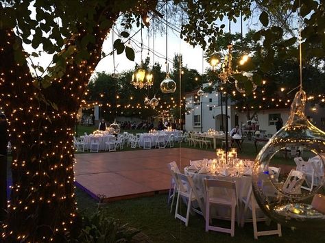 Wedding Tables Around Dance Floor, Outdoor Quinceanera Ideas, Outdoor Quinceanera Ideas Decoration, Backyard Quinceanera Ideas, Quince Decor, Quince Themes, Quince Decorations, Dance Floor Wedding, Dream Wedding Decorations