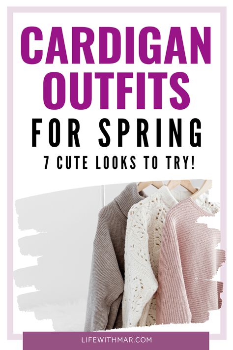 Pastel Cardigan Outfit, Chunky Cardigan Outfit, Cardigan Outfit Spring, Cardigan Outfit Summer, Black Cardigan Outfit, Cute Cardigan Outfits, Pastel Cardigan, Easy Outfit Ideas, Outfits For Spring