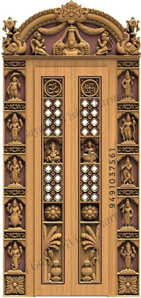 Mandir Front Door Design, Pooja Room Door Design Traditional, Pooja Room Double Door Designs, Spooky Door Decorations, Pooja Cabinet, Indian Main Door Designs, Front Door Halloween Decor, Door Halloween Decor, Halloween Doors