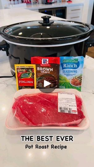 15K views · 1.7K reactions | Mouthwatering Pot Roast in the Crockpot  🎥 Credit to @jessneff_ for this must-try recipe!  Ingredients: - 3-5 lb beef roast - 1.5 cups of water - 1 packet of brown gravy mix - 1 packet of ranch dressing mix - 1 packet of Italian dressing mix - Your favorite veggies (think carrots, potatoes, onions!)  Instructions: 1.Prep: Place your beef roast into the slow cooker.  2. Mix: In a bowl, combine 1.5 cups of water with the brown gravy mix, ranch dressing mix, and Italian dressing mix. Stir until smooth. 3.Pour: Evenly coat the roast with the seasoning mixture. 4. Cook: Cover and cook on low for 5 hours. 5. Add Veggies: After 5 hours, toss in your favorite veggies around the roast. 6. Finish:Continue cooking on low for another 2-3 hours until the beef is tender eno Pot Roast In The Crockpot, Roast In The Crockpot, Italian Dressing Mix, Carrots Potatoes, Brown Gravy Mix, Potatoes Onions, Beef Roast, Brown Gravy, Ranch Dressing Mix