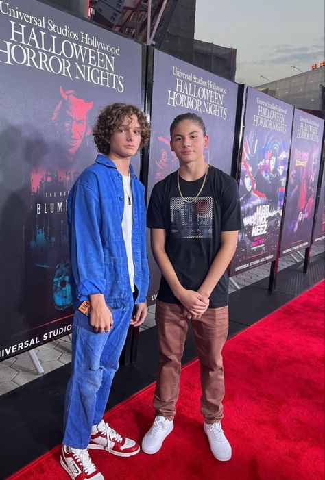 Miguel Mora And Mason Thames, Hollywood Horror Nights, Halloween Universal, Chucky Horror Movie, Black Phone Background, Mason Thames, Universal Studios Hollywood, Black Phone Wallpaper, Horror Nights