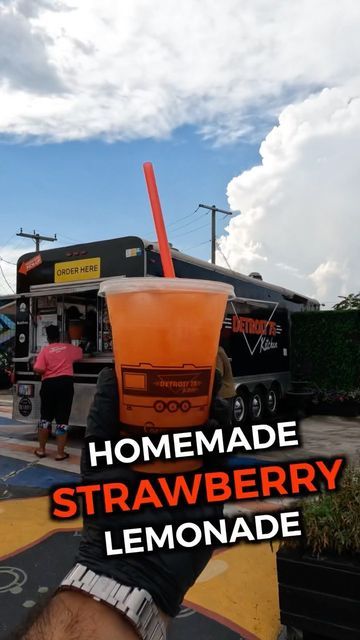 Detroit 75 Kitchen on Instagram: "You know, it'd probably be easier just to sell canned pop here, but when have I ever done things the easy way? This strawberry lemonade was one of the first things I ever learned to make when I was a kid, and we used to serve it to guests at our home in Lebanon. If you come to the truck and don't get a lemonade, you're not doing it right. - Chef Mike" Lemonade Truck, Homemade Strawberry Lemonade, Strawberry Lemonade, Do It Right, Lebanon, Our Home, Lemonade, To Sell, The One