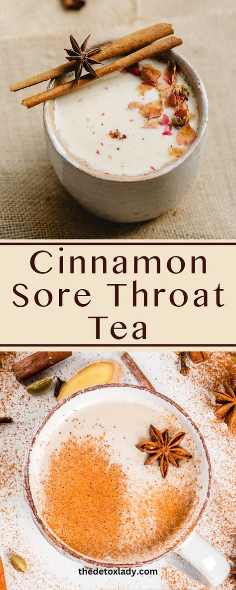 Try this cinnamon sore throat tea recipe for fast relief. #sorethroat #sorethroattea #homeremedies #naturalremedies Foods For Sore Throat, Sour Throat, Drinks For Sore Throat, Help Sore Throat, Sore Throat Remedies For Adults, Home Remedies For Sore Throat, Honey For Sore Throat, Tea For Cough, Throat Tea