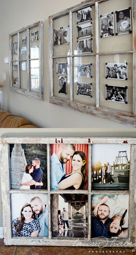 Hone Decor, Old Window Decor, Barn Windows, Diy Canvas Photo, Picture Walls, Old Window Projects, Family Photo Gifts, Window Crafts, Old Window Frame