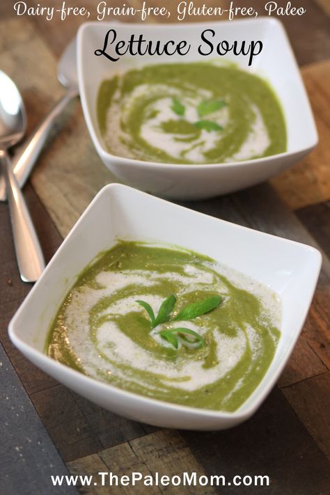 Lettuce Soup, The Paleo Mom, Lettuce Recipes, Paleo Mom, Autoimmune Paleo Recipes, Paleo Soup, Aip Recipes, Gluten Free Dairy Free, Soup And Salad