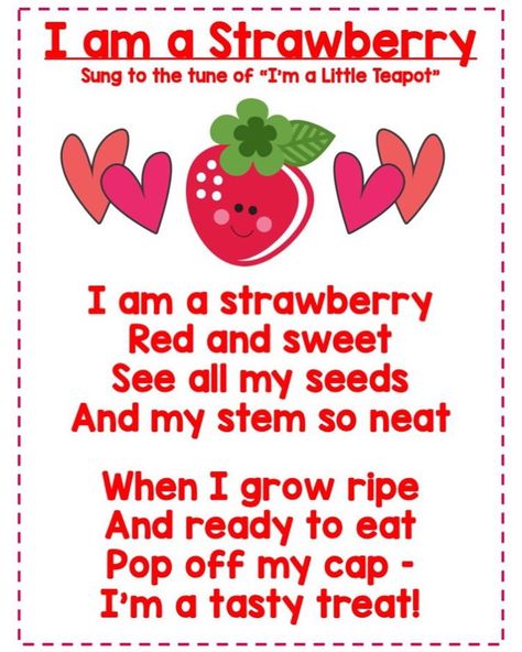 📚🍎Ms. Rowe✏️💙 on Instagram: “Some fruit songs & poems to learn with today’s fruit themed Distance Learning Activities! 🍓🍌🍉” Fruit Week Preschool, Healthy Food Songs For Preschool, Fruit Themed Preschool Activities, Strawberry Learning Activities, Songs About Fruits And Vegetables, Picnic Songs For Toddlers, Vegetable Songs Preschool, Strawberry Activities For Toddlers, Fruit Theme Preschool