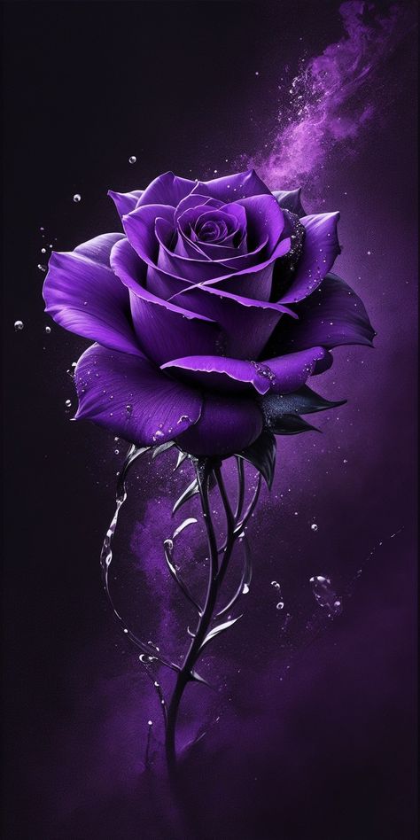 Purple Roses Wallpaper, Seni Mural, Black Roses Wallpaper, Blue Roses Wallpaper, Personaje Fantasy, Dark Purple Wallpaper, Purple Flowers Wallpaper, Rose Flower Pictures, Floral Wallpaper Phone