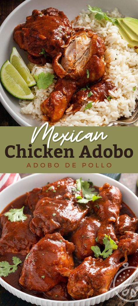 Chicken Adobo, Pollo Guisado, Mexican Chicken Recipes, Lemon Blossoms, Adobo Chicken, Mexican Dinner, Adobo Sauce, Hispanic Food, Mexican Chicken