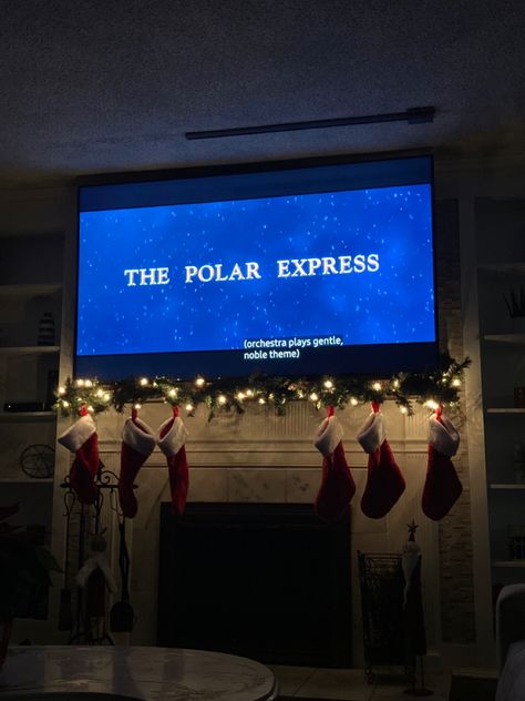 Watching A Christmas Movie Aesthetic, Christmas Movie Watching Aesthetic, Christmas Movie Sleepover, Xmas Movies Aesthetic, Christmas Aesthetic Polar Express, The Polar Express Aesthetic, Polar Express Aesthetic, Watching Christmas Movies Aesthetic, Christmas Movie Night Aesthetic