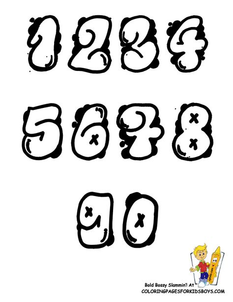 Number Fonts Graffiti, Graffiti Alphabet And Numbers, Graffiti Numbers Style, Numbers Grafitti, Graffiti Lettering Numbers, Number Drawing Design, Number Drawing Ideas, Numbers In Graffiti, Graffiti Numbers 1-10