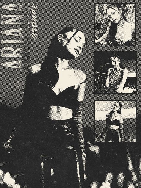 Ariana Grande Poster Black And White, Grey Posters, Ariana Grande Vevo, Poster Prints Black, Ariana Grande Poster, Filmy Vintage, Y2k Posters, Music Poster Ideas, Black Poster