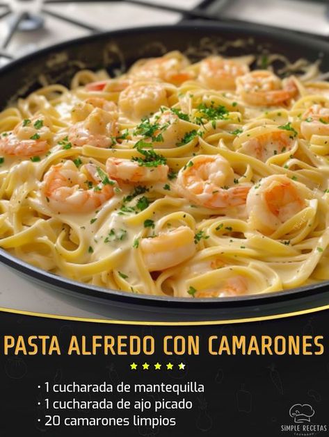 Pasta Alfredo Con Camarones, Pasta Alfredo Receta, Bien Tasty, Pasta Alfredo, Pasta Italiana, Alfredo Pasta, Italian Food, Couscous, Alfredo