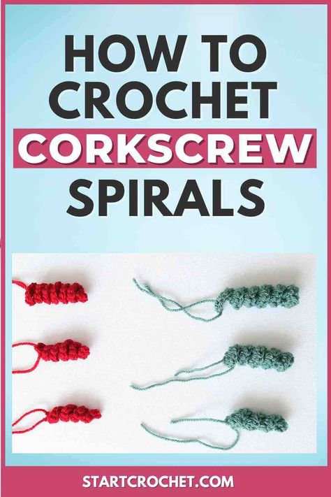 Examples of Crochet Corkscrew Spirals Crochet Corkscrew Spirals, How To Crochet A Spiral, Crochet Spirals, Crochet Reference, Spiral Crochet Pattern, Hyperbolic Crochet, Start Crochet, Worry Worms, Crochet Spiral