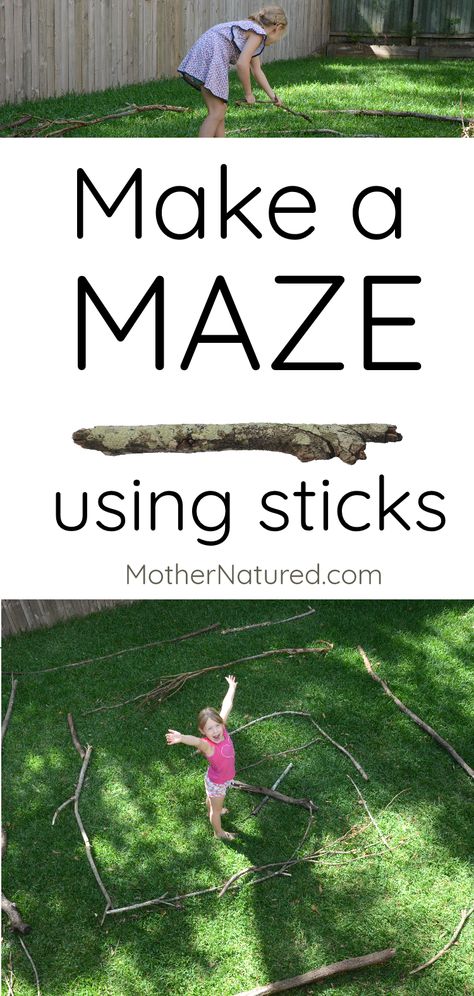 Get outside and play! : Stick Maze : Challenge your kids with this fun outdoor activity for kids! Outdoor Activity For Kids, Maze For Kids, Outdoor Learning Activities, Forest School Activities, Outdoor Fun For Kids, Mazes For Kids, Fun Outdoor Activities, Nature School, Outside Activities