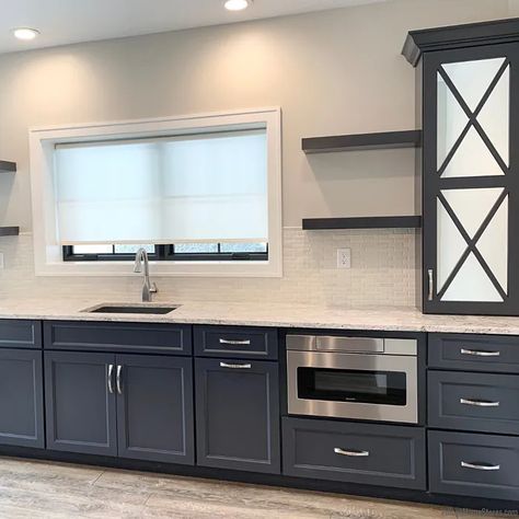 Charcoal blue kitchen cabinets Sw Smokey Blue Paint, Sw Charcoal Blue Cabinets, Charcoal Blue Cabinets, Charcoal Blue Kitchen Cabinets, Charcoal Blue Sherwin Williams, Charcoal Blue Paint, Sherwin Williams Charcoal, Sherwin Williams Charcoal Blue, Smokey Blue Paint