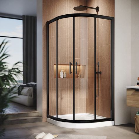 Round Corner Shower Ideas, Circular Shower Enclosure, Semi Circle Shower Enclosure, Rounded Shower Door, Round Shower Ideas, Corner Shower Ideas, Round Shower Enclosure, Corner Shower Stalls, Corner Shower Doors