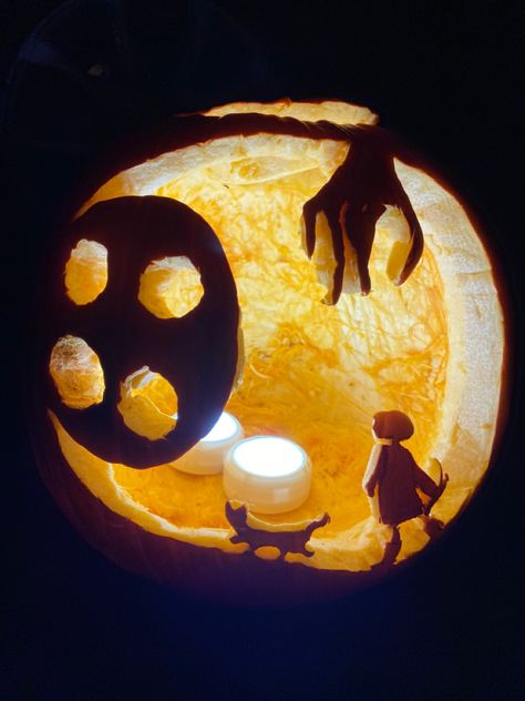 #coraline #halloween #pumpkin #pumpkincarving Pumpkin Carving Ideas For Wide Pumpkins, Paint And Carve Pumpkin Ideas, Pumpkin Painting Ideas Horror Movie, Vampire Carved Pumpkin, Pumpkin Carving Ideas Grunge, Halloween Movie Pumpkin Carving, 2023 Pumpkin Painting, Disney Inspired Pumpkin Carvings, Pumkin Carving Contest Ideas