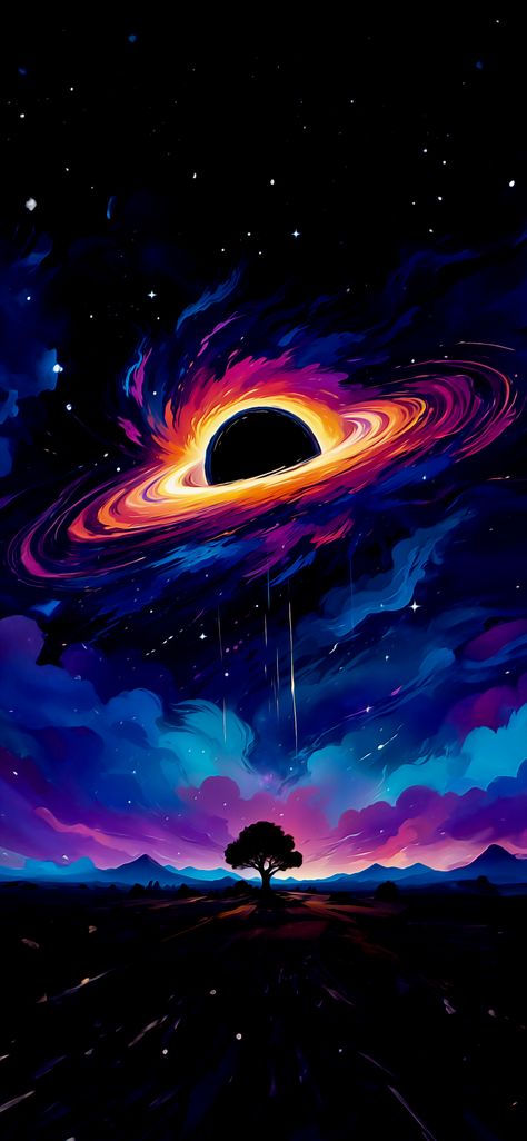 Space Anime Wallpaper, Black Hole Wallpaper Hd, Black Hole Wallpaper Iphone, Space Anime Aesthetic, Black Hole Painting, Black Hole Wallpaper, Hole Drawing, Wallpaper Homescreen, Planets Wallpaper