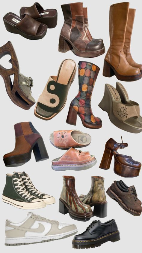 70s Shoes, Dr Shoes, 70s Inspired Fashion, 70s Outfits, Funky Shoes, Aesthetic Shoes, Swag Shoes, Pretty Shoes, 70s Fashion