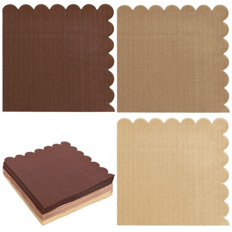 PRICES MAY VARY. The Amount of Package - 150 pack paper napkins, sufficient quantities that are enough to meet your various of needs for parties and dinners. Three Colors - Designed with brown gradient color. Add these scalloped cocktail napkins to wedding, birthday, graduation, or new years-themed decorations to help create an elegant atmosphere throughout the venue. Proper to Use - The napkins measure about 12.5x12.5cm/5x5inch, which is proper for the tables, to decorate your party tables and Party Tables, Themed Decorations, Napkin Design, Entertainment Bar, Brown Gradient, Fall Color, Bar Tools, Scalloped Edges, Party Table