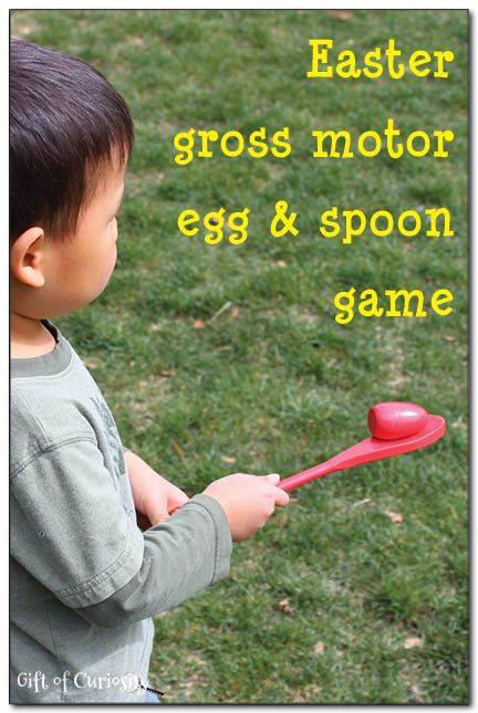 A simple Easter gross motor game involving balancing an egg on a spoon while running toward a target. Easter Gross Motor, Spoon Game, School Easter Party, Target Easter, Activities For Spring, Preschool Easter, Pediatric Pt, Easter Party Games, Easter Lessons