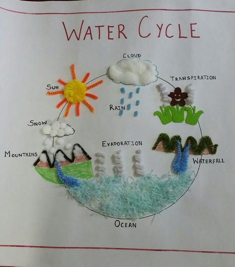 Water Cycle Art, Cycle Art, خريطة ذهنية, مشروعات العلوم, The Water Cycle, Science Crafts, Science Projects For Kids, Preschool Art Activities, Water Cycle