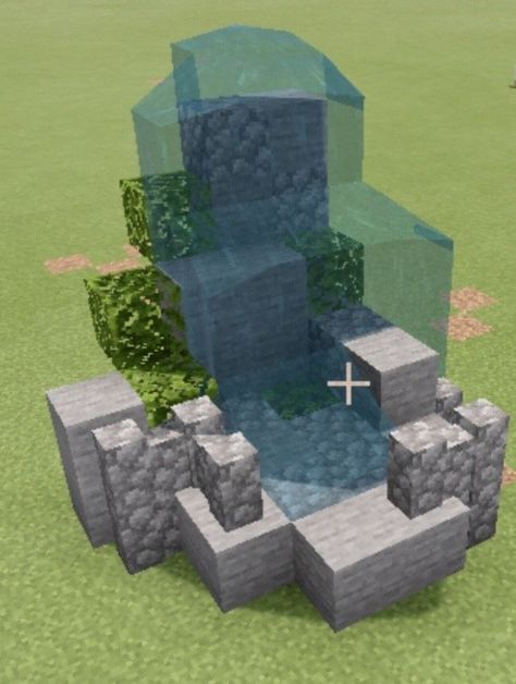 Minecraft Fountain Ideas Small Cute, Quartz Fountain Minecraft, Mini Waterfall Minecraft, Mc Fountain Ideas, Cute Minecraft Water Fountain, Fountains In Minecraft, Minecraft Water Decor, Small Waterfall Minecraft, Cute Minecraft Fountain