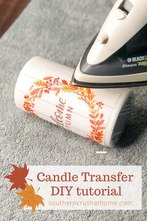 Create one of a kind candles using this easy diy napkin transfer technique. Unique gifts from wax candles or battery operated candles, iron on transfer of photos, tissue, or napkins. #southerncrushathome #diycandles #candletransfer #napkintransfer #waxcandles Candle Image Transfer, Napkin Transfer, Candle Transfer, Diy Photo Candles, Amazing Candles, Decoupage Candles, Creation Bougie, Transférer Des Photos, Diy Candles Easy