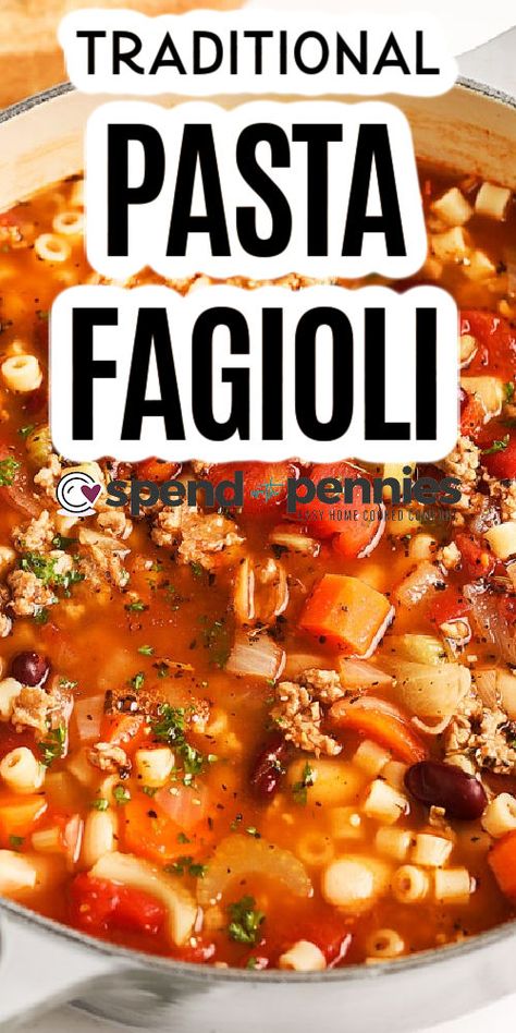 Soup With Veggies, Pasta Fagioli Soup Recipe, Pasta Soup Recipes, Pasta And Beans, Easy Homemade Soups, Pasta Fagioli Recipe, Pasta Fagioli Soup, Pasta E Fagioli Soup, Cozy Soup