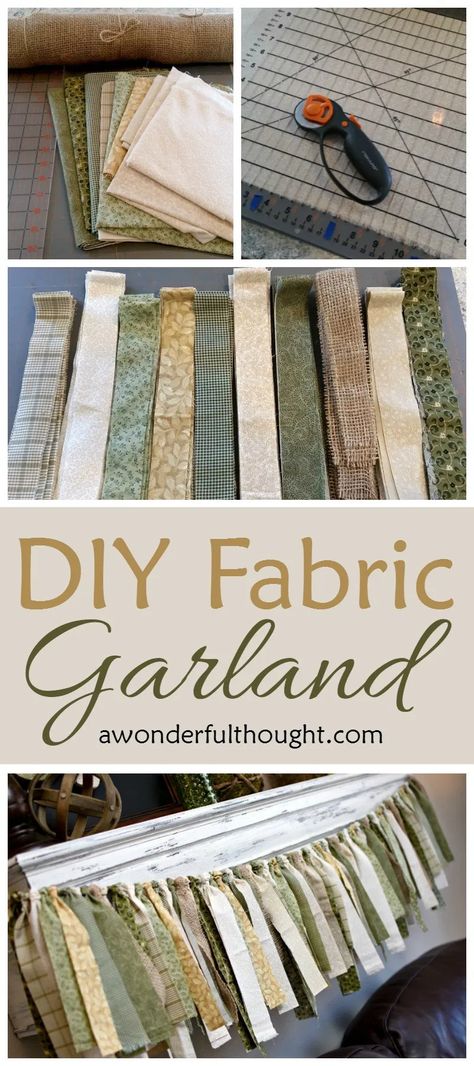 Garland Diy Fabric, Fabric Garland Diy, Diy Fabric Garland, Diy Slinger, Diy Girlande, Christmas Fabric Crafts, Rag Garland, Fabric Crafts Diy, Diy Fabric Crafts