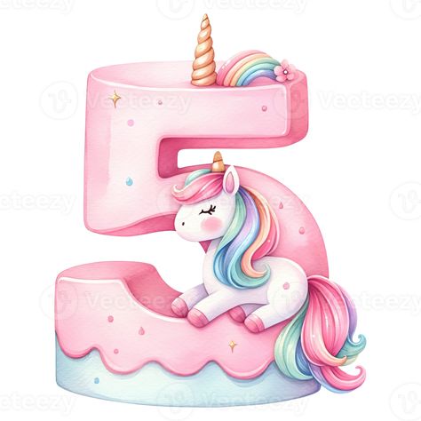 Printable Unicorn Birthday, Cake Number, Rainbow Unicorn Cake, Baby Birthday Decorations, Rainbow Unicorn Birthday, Unicorn Printables, Bag Illustration, Scrapbook Printing, Creative Cake Decorating