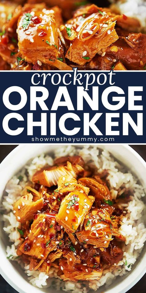 This Crockpot Orange Chicken is better than take out! It tastes better, is so much healthier, and is ridiculously easy to make. Orange chicken for the win! Chicken Thighs Slow Cooker Recipes, Crockpot Orange Chicken, Healthy Orange Chicken, Orange Chicken Crock Pot, Crock Pot Food, Orange Chicken Recipe, Chicken And Broccoli, Orange Chicken, Weeknight Dinner Recipe