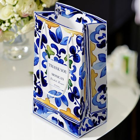 Bridal shower favor Vietri Italian blue tiles Check more at https://beautyfashionideas.com/bridal/bridal-shower-favor-vietri-italian-blue-tiles/ Amalfi Positano, Italian Bridal Showers, Wine Theme Wedding, Yellow Tiles, Sicilian Wedding, Majolica Tiles, Personalized Gift Bag, Italian Blue, Italian Theme