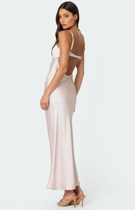 Elegant Open Back Dress, Pink Simple Dress, Pink Maxi Length Slip Dress, Pink Silk Satin Maxi Dress, Pink Satin Backless Maxi Dress, Low Back Satin Maxi Dress Pale Yellow, Spring Pink Maxi-length Backless Dress, Senior Hoco, Hoco Inspo