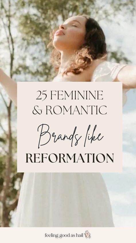 Explore 25 brands that channel the essence of a Reformation dress and capture the allure of Reformation outfits. Whether you're swooning over a Reformation wedding dress or seeking inspiration for that perfect Reformation dress street style, this list has got you covered. Planning a Reformation day party? Discover brands that evoke the same romantic and feminine vibe. #ReformationInspired #DressGoals #WeddingDressDreams #StreetStyleChic #FeminineFashion Elegant Romantic Style Outfit, Romantic Clothing Aesthetic, Theatrical Romantic Dress, Romantic Essence Outfits, Reformation Day Party, Feminine Dresses Romantic, Reformation Outfits, Romantic Body Type Outfit, Romantic Style Aesthetic