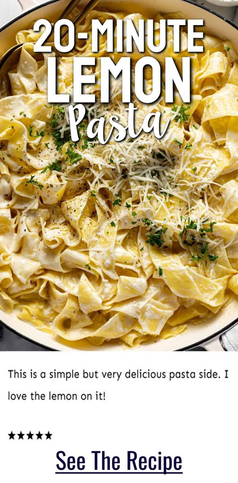 20-Minute Lemon Pasta pasta recipes for dinner good easy dinner recipes pasta yummy food recipes dinner easy pasta Italian chicken vegetarian healthy no meat ground beef sausage creamy spaghetti noodles one pot skillet crockpot dump meals instant pot casseroles cheap dinners for a family budget weekly meals menu planning easy easy low mess dinners quick and easy crockpot dinner recipes for family meals to make with ground beef and noodles 5 Ingredient Pasta Recipes, Buttery Pasta Recipe, Healthy Crockpot Pasta Recipes, Recipes For Spaghetti Noodles, Easy Dinner Recipes Not Pasta, Hearty Pasta Dishes, Kid Pasta Recipes, Pasta Easy Recipes Quick, Meals With Egg Noodles